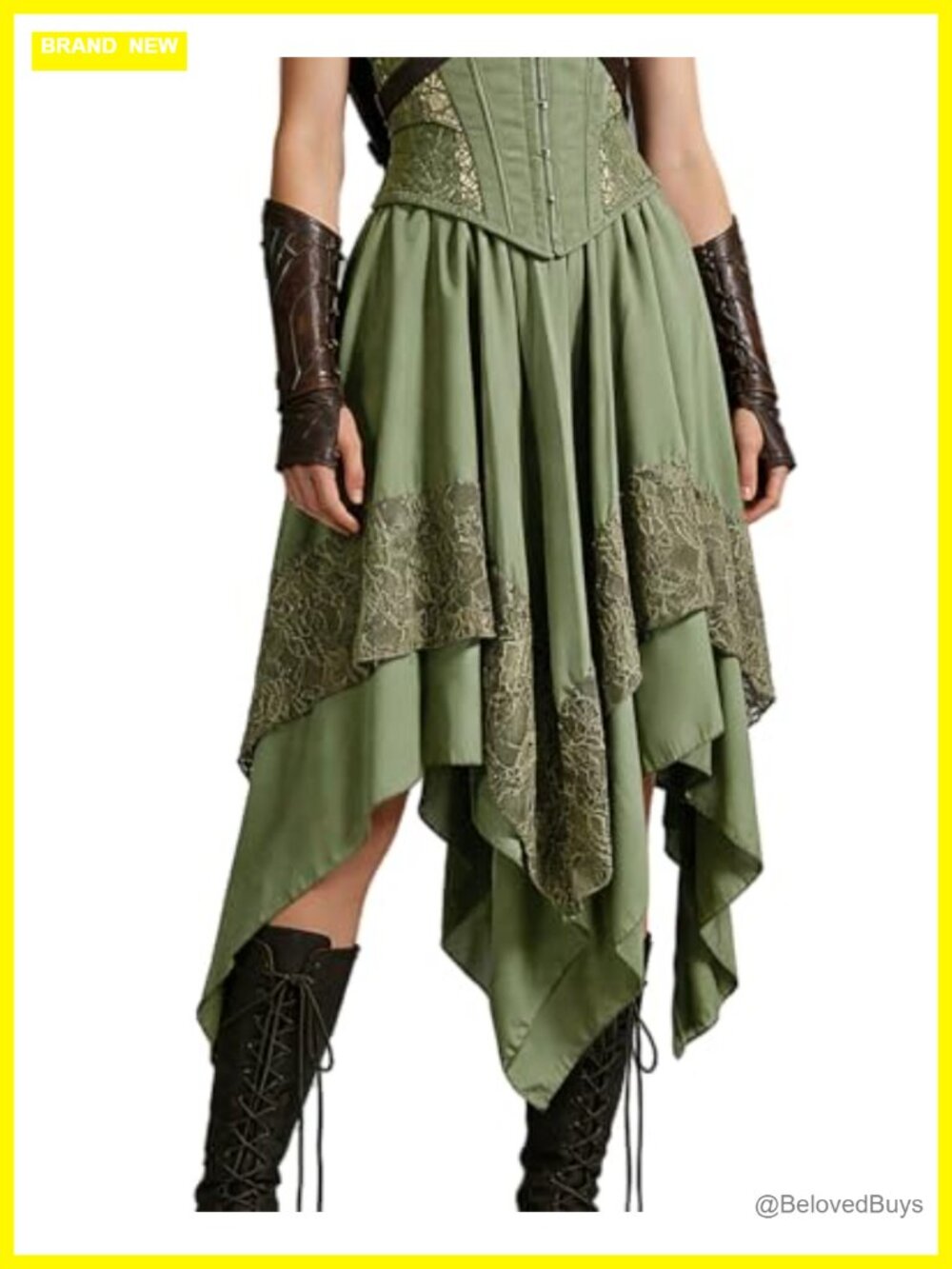 L'VOW Women's Asymmetrical High Low Lace Layered Fairy Skirt